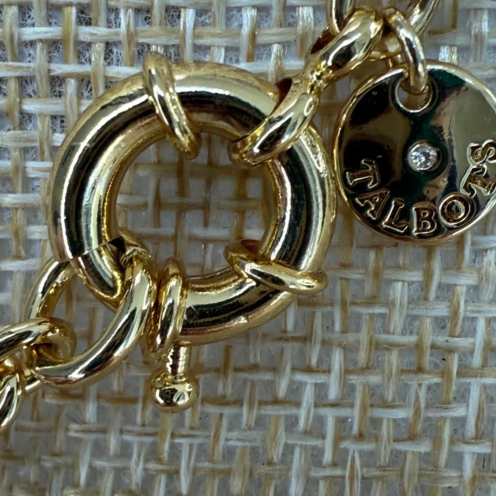 Talbots Gold and Pink Double Crystal Row Statement Necklace - Picture 6 of 10